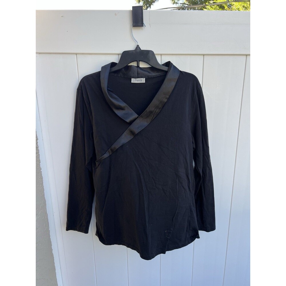 Temperley London Woman Blouse Top Black Solid Large Cotton Long Sleeve